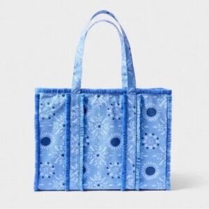 Roller Rabbit x Target Star Medallion Fringe Canvas Tote Beach Bag NWT
